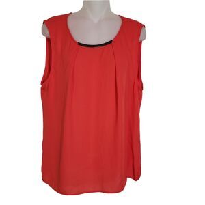 Laundry Shelli Segal Womens Blouse Sz XL Sleeveless Keyhole Back Tank Poinsettia